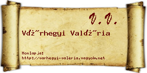 Várhegyi Valéria névjegykártya